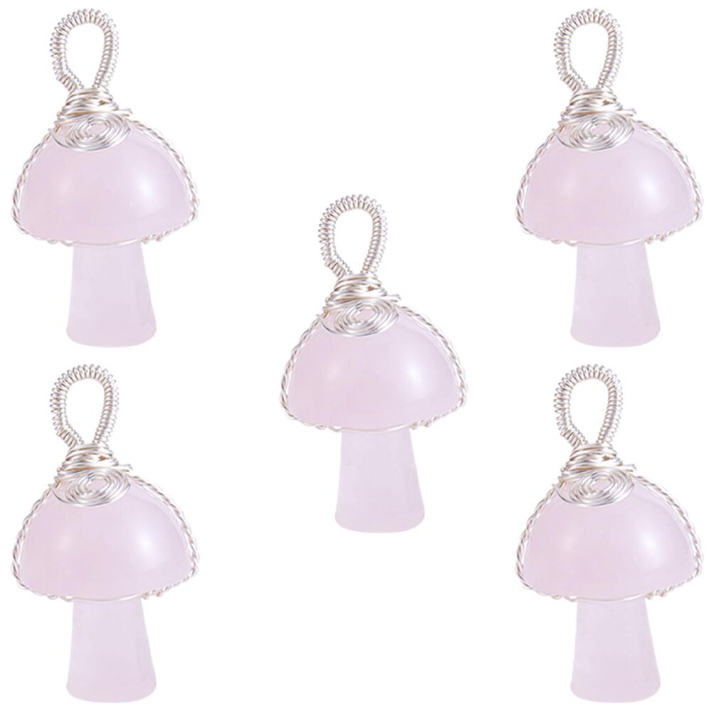 3862 5 Pieces Gemstone Mushroom Pendant Charms Crystal Mushroom Natural